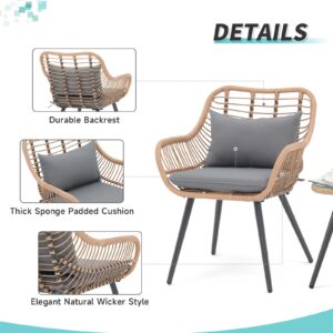 Verano Garden Set of 2 Patio Dining Chairs, Outdoor Wicker Seating Set with Soft Cushion for Indoor & Outdoor Use, Modern Wicker Dining Chairs for Backyard