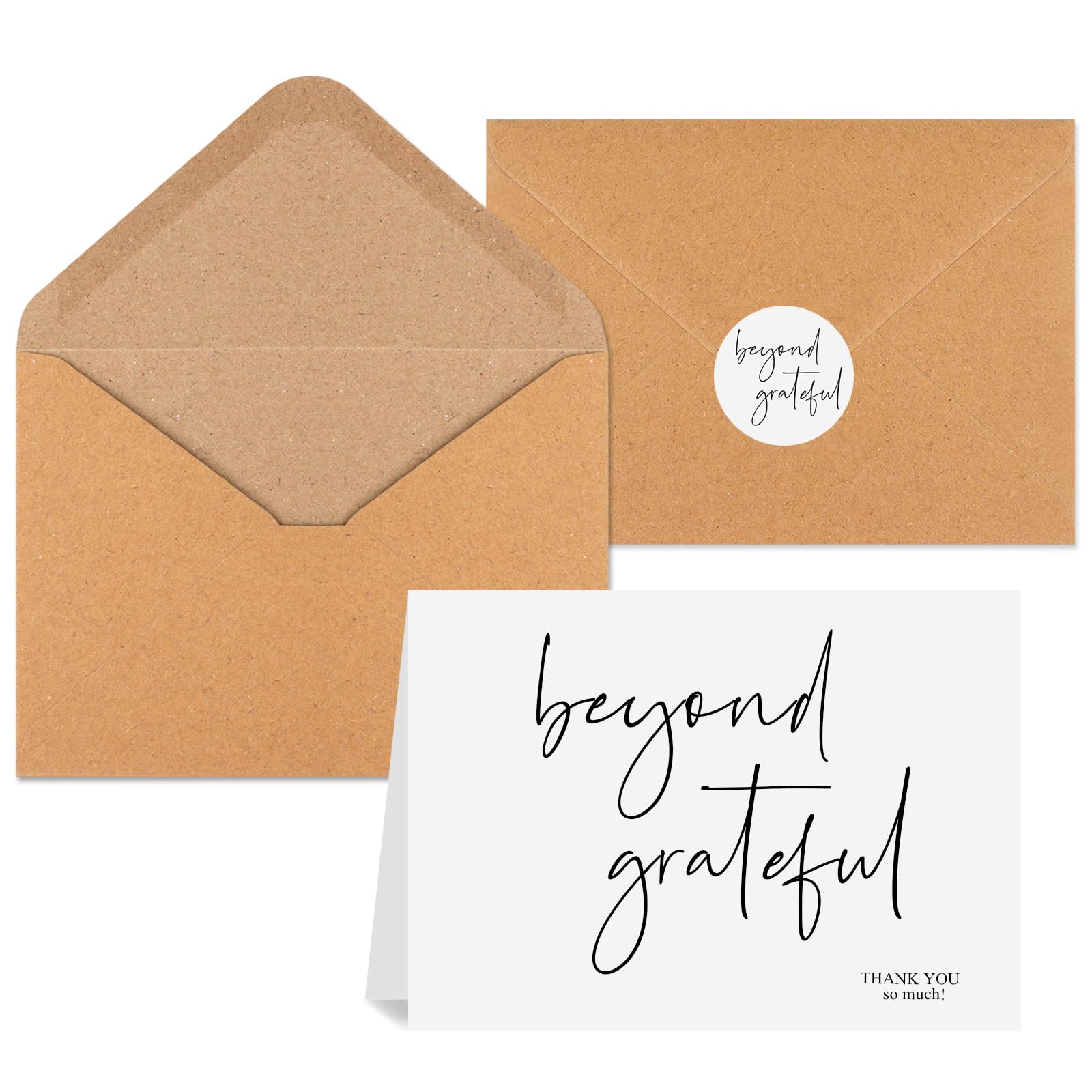 Joyberg Thank You Cards with Envelopes 34 Pcs, Beyond Grateful 3.5x5 Wedding Thank You Cards With Envelopes&Stickers, Blank Bridal Shower Thank You Cards, Thank You Cards With Envelopes Bulk