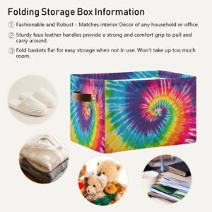 DEHOZO Storage Basket Bins, Abstract Rainbow Swirl Tie Dye Collapsible Storage Cubes Organizer with Handles, Closet Shelves Clothes Storage Box Toys Organizer for Bedroom Living Room, 1pc