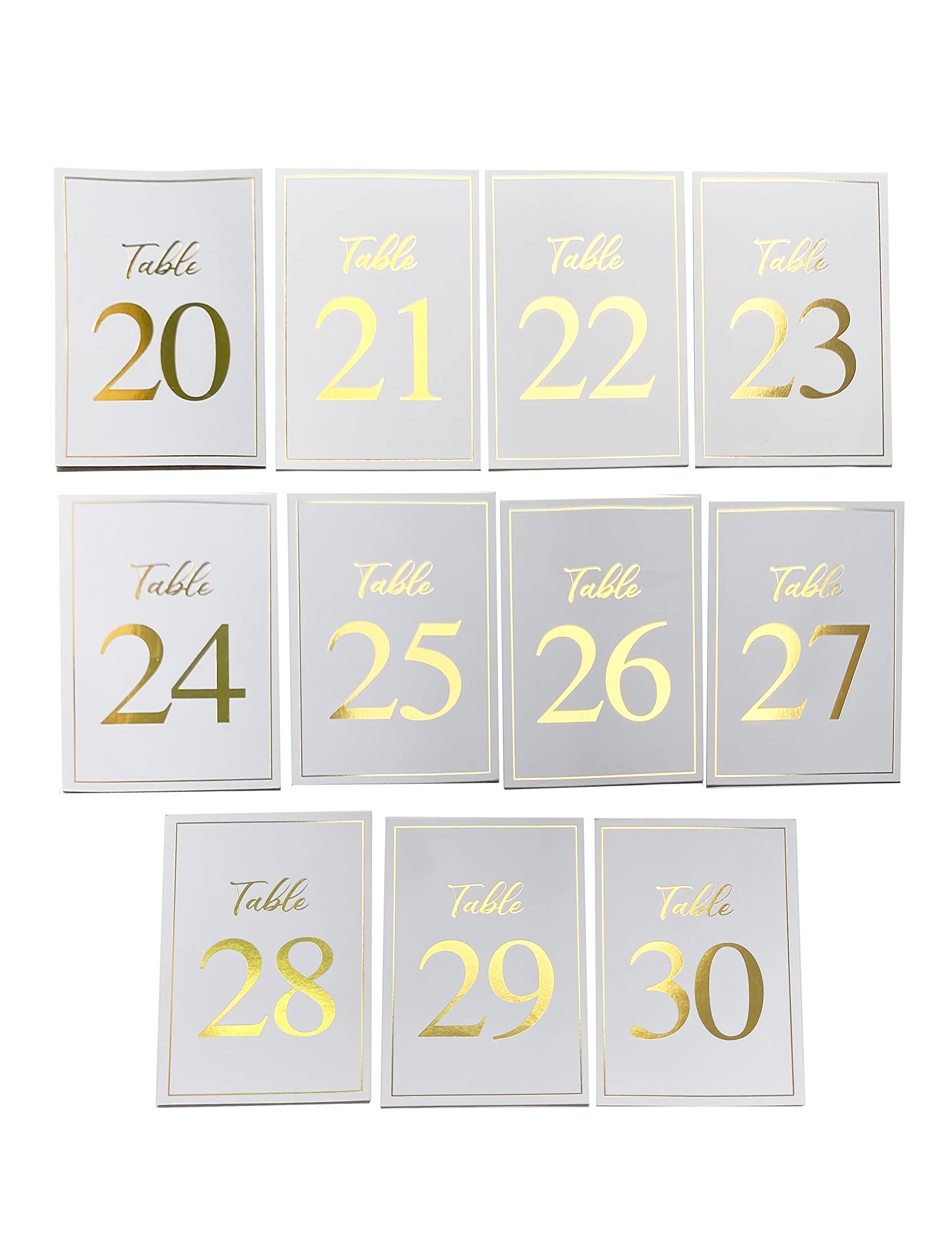 White Paper Gold Wedding Table Numbers, 1-30 And Head Table Card Included, Centerpiece Decorations,Double Sided 4x6 With Gold Stamping,For Table Number Holders