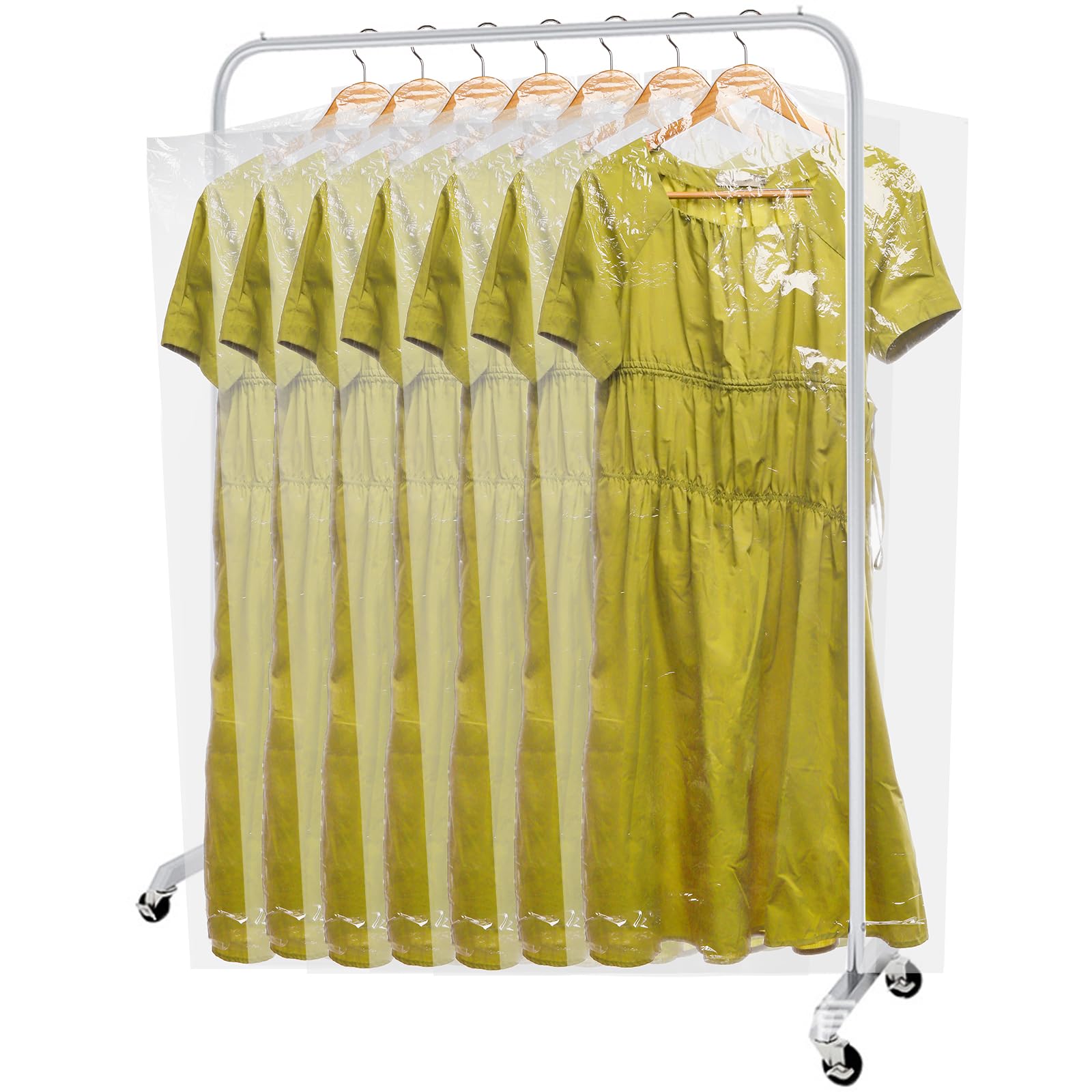 AVLA 50 Pack Plastic Garment Bags, Clear Dry Cleaner Bags, Dry Cleaning Hanging Clothes Cover, Transparent Coat Suit Dust Cover Protector Bag for Closet Storage, Home, Laundry, Laundrette, 23 x 59 In