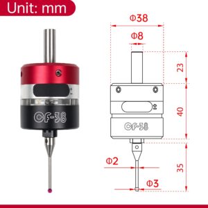 CNCTOPBAOS CF-38 3D Trigger Edge Finder to Find Machining Center,CNC Milling Machine 3d Touch Probe Three-Coordinate Waterproof Precision Probe Centring Rod Tool Setter with Tip