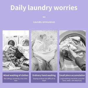 Portable Washing Machine for Apartments, 8L Foldable Mini Washing Machine with 3 Levels Timing Vibration Wave & Drainer Basket, Compact Washer for Baby Clothes, Towels, Underwear or Small Items Purple