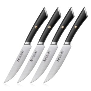 cangshan elbert series german steel forged 4-piece fine-edge steak knife set (black)