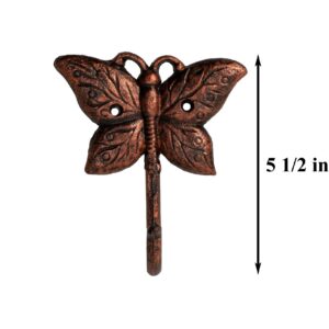 FantasHome Wall Mounted Cast Iron Home Décor Single Hook (Butterfly)