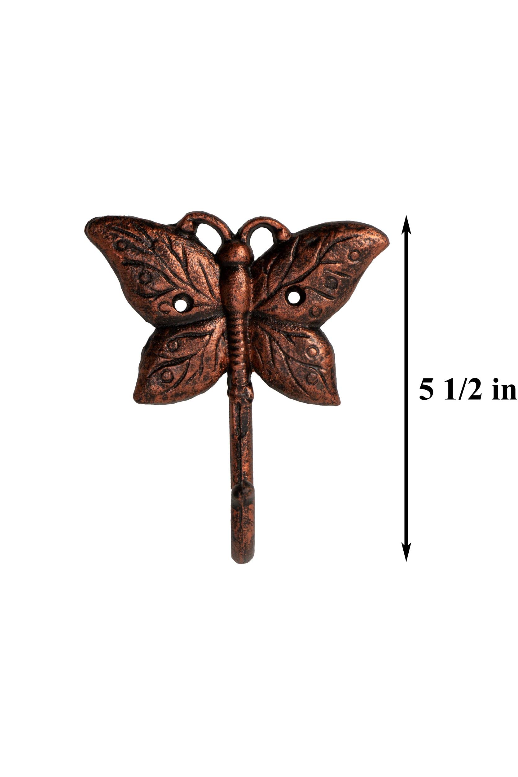 FantasHome Wall Mounted Cast Iron Home Décor Single Hook (Butterfly)