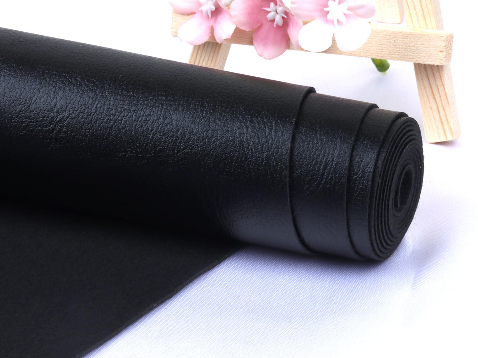 Smooth Solid Color Black Faux Leather Sheets Roll 12"X53" (30cmX135cm),Very Suitable for Making Crafts, Leather Earrings, Bows,Sewing(Black)