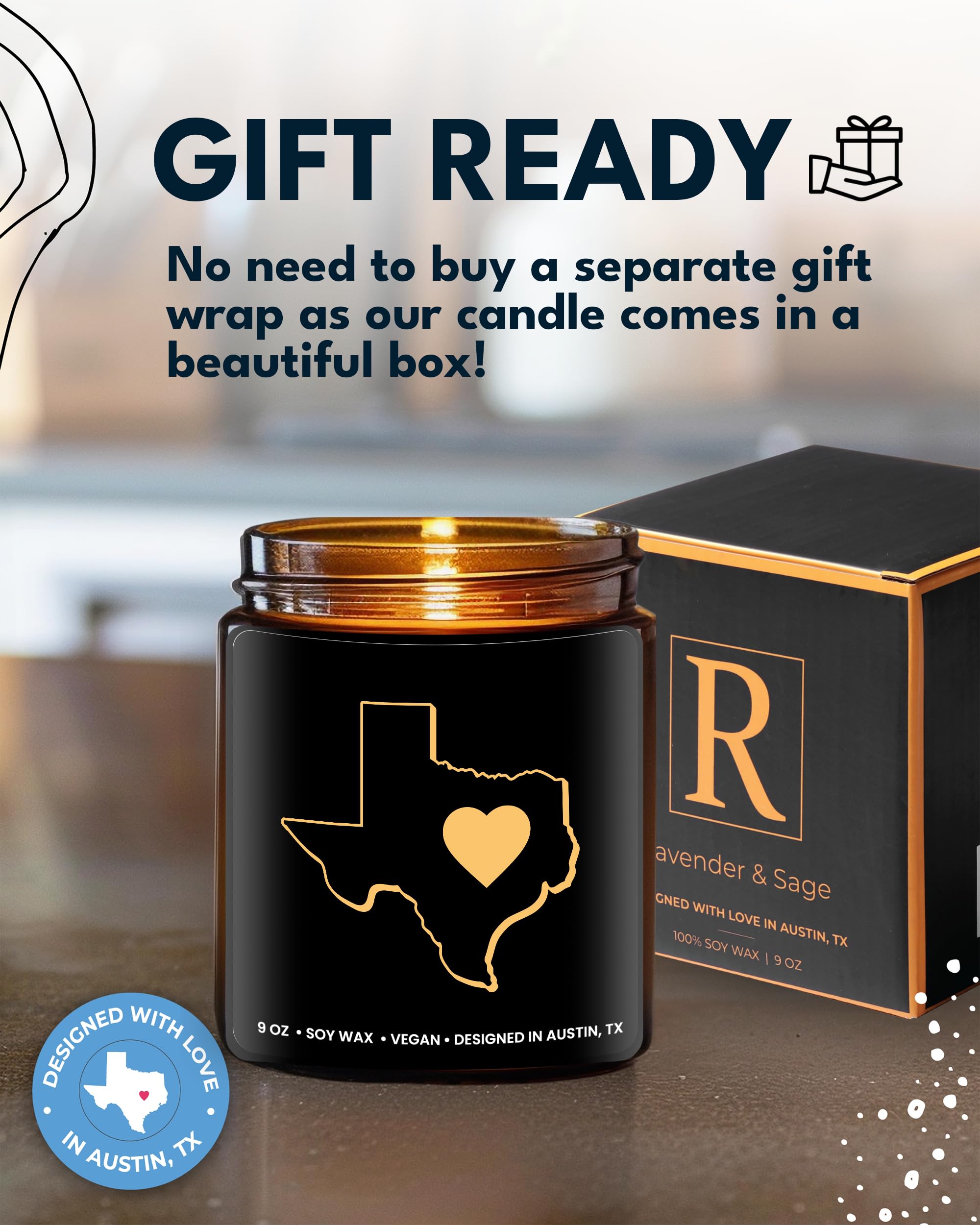 Texas Candle, Gifts for Women, Texas Gifts for Men, Texas Souvenir Gifts, State Texas Themed Gifts, Moving Away & Home Sick Gifts, Birthday, Christmas, Graduation, Gift-Ready