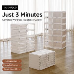 ANTBOX Foldable Shoe Rack,Shoe Organizers for Closet Plastic Shoe Storage Box Space Saving for Entryway, Large Sturdy Stackable Sneaker Cabinet Bins with Magnetic Clear Door 10 Tiers 20 Pairs