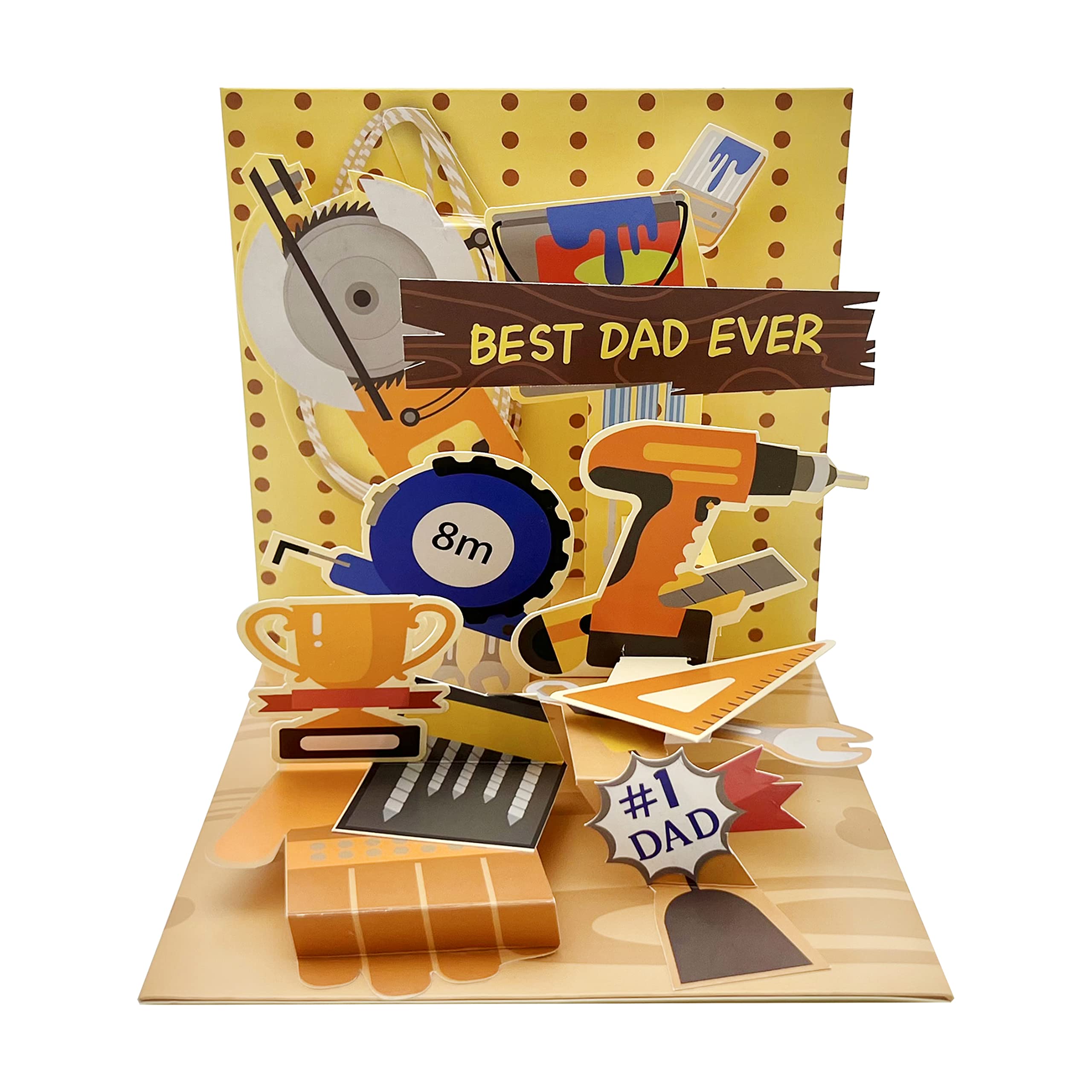 RIHDXCH Birthday Card For Men Christmas Greeting Card Thank you Gift Card For Dad.Best Dad Ever 3D Tool Box Pop Up Card Father's Day With Envelopes.Unique Father's Day Gift for Dad, Son, Husband,