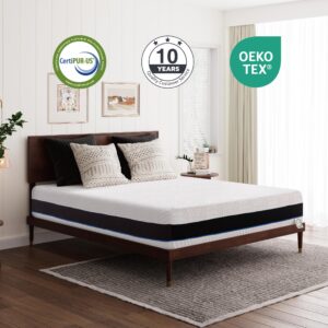 Dyonery 12 Inch Full Memory Foam Mattress,Gel Charcoal Fiberglass Free Mattress Bed in a Box, CertiPUR-US Certified, Made in USA, Double Mattress, 54"×75", Medium