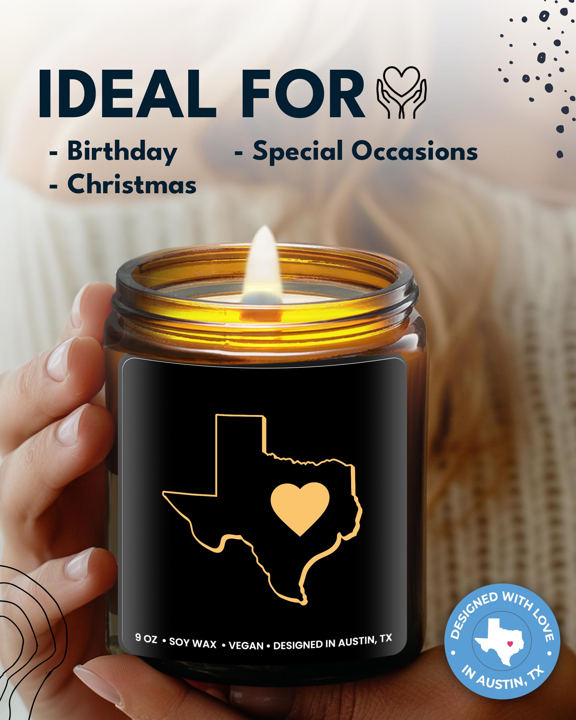 Texas Candle, Gifts for Women, Texas Gifts for Men, Texas Souvenir Gifts, State Texas Themed Gifts, Moving Away & Home Sick Gifts, Birthday, Christmas, Graduation, Gift-Ready