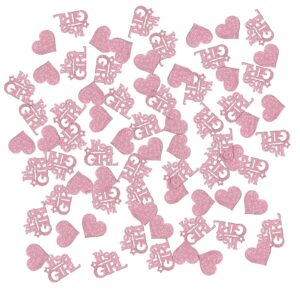 it's a girl confetti pink glitter, baby shower table confetti, gender reveal, girl 1st birthday scatter confetti, girl table decorations confetti, 120pcs