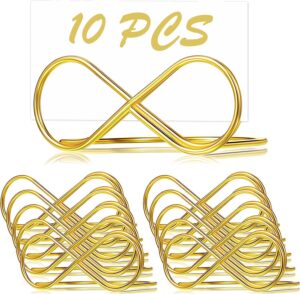 10 pack wedding table number holders, place card holder for wedding tabletop banquet menu holders clip table reserved seat number recipe holder restaurants birthday weddings party (gold)