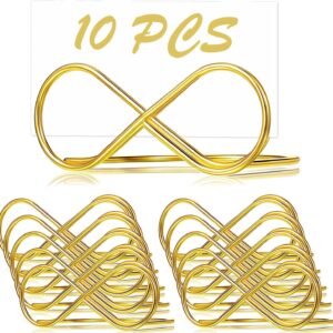 10 Pack Wedding Table Number Holders, Place Card Holder for Wedding Tabletop Banquet Menu Holders Clip Table Reserved Seat Number Recipe Holder Restaurants Birthday Weddings Party (Gold)