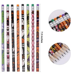 xutengy 72Pcs Halloween Pencils Stationery Party Favors Set， Halloween Themed Pencil Set Gifts Kit for Kids Halloween Party Supplies, Classroom Rewards, Trick or Treat Prizes