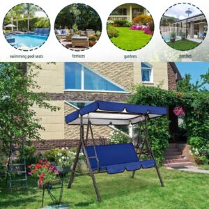 Typutomi Patio Swing Canopy Cover Set, Replacement Canopy and Swing Cushion Cover 210D Waterproof Thickened Canopy Top Cover and Chair Seat Cover for Outdoor Patio Garden Swing(Blue, S-55.9x47.2x7in)