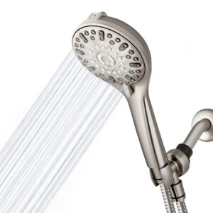 waterpik showerclean pro hand held shower head high pressure rinser with built-in power jet -wash, shower -cleaner in brushed nickel, qcm-769me