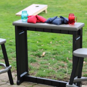 Leisure Accents Single Bar Set Includes 2 Barstools Deep Grey Top & Black Base Ideal for Patio Hot Tub Area Backyard Durable WeatherResistant Design Easy Nohardware Assembly Proudly Made in USA