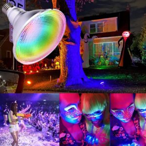 CGELAP 2 Pack,PAR38 RGBW LED Bulbs,30WRGB+Warm+Cool White(2700K-6500K), LED Flood Light,Indoor/Outdoor,IR Remote Control, Timing,Waterproof Lawn Lamp for Home Courtyard Christmas Party Decoration