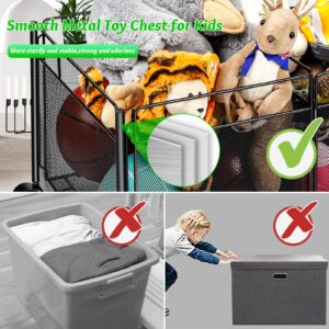 ANNKIE Toy Box,Toy Chest for Kids,Toy Box for Boys Girls, 80L Metal Toy Storage Organizer with Wheels & Removable Divider, Foldable Sturdy Large Toy Box Chest Storage for Nursery, Laundry, Camping