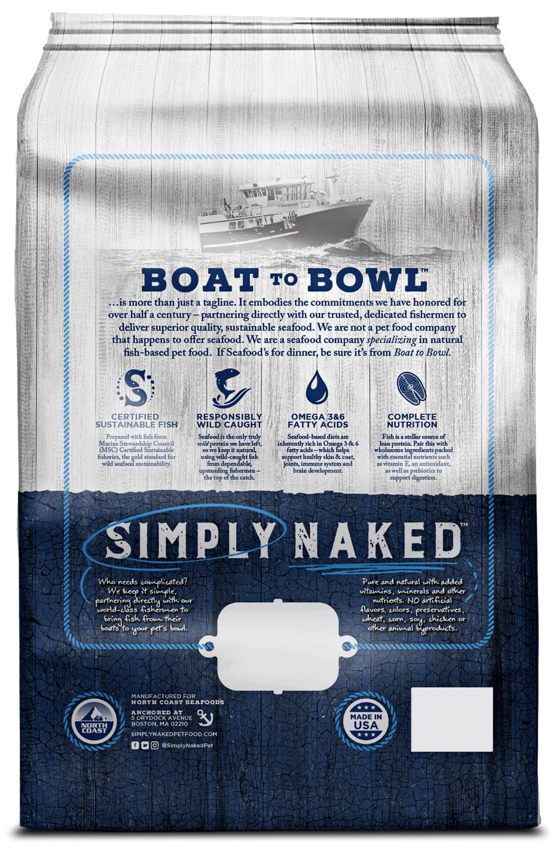 SIMPLY NAKED Wild Select Seafood Dog Food | No Chicken or Other Animal by-Products | Rich in Omega 3 & 6 Fatty Acids | Sustainably Sourced Wild Caught Fish | Made in The USA | 11lb Bag