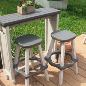 Leisure Accents Single Bar Set Includes 2 Barstools Deep Grey Top & Warm Grey Base Ideal for Patio Hot Tub Area Backyard Durable WeatherResistant Design Easy Nohardware Assembly Proudly Made in USA