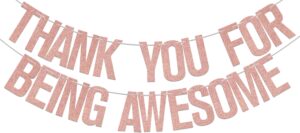 thank you for being awesome banner, 2024 graduation decorations, we appreciate you, friendship/thank you teacher/birthday retirement farewell going away party supplies rose gold glitter