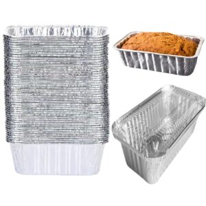 luckmeta 8x4 inch aluminum foil pans with clear lids, 60 pack, heavy duty, recyclable, suitable for baking, eating, and storing