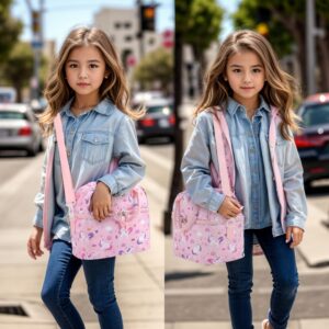 LUREMADE 2 Compartment Lunch Bag Kids, Insulated Lunch Box for Girls Boys Toddler Daycare School, Large Lunch Tote Bag for Kids with Shoulder Strap (Magic Unicorns)