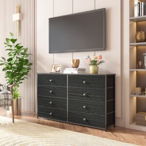 Furnulem Wide Dresser with 9 Large Drawers for 55'' Long TV Stand and 8 Drawer Dresser Wide 47'' Long, Storage Chest of Drawer for 55'' TV Stand