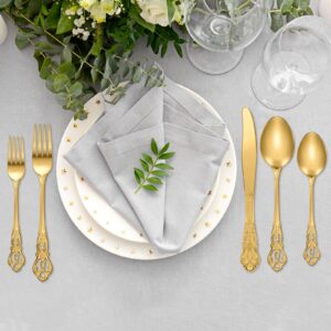 Dandat 30 Pcs Retro Silverware Set Stainless Steel Flatware Set Anti Rust Utensils Set Mirror Polished Cutlery Include Spoon Fork Knife for Dinnerware Wedding Birthday Party Favor (Gold)