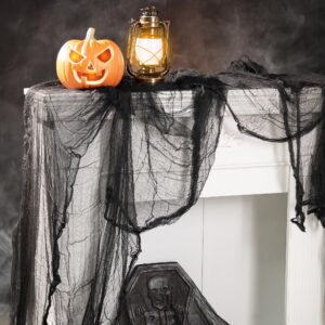 400" x 85" Halloween Creepy Cloth - Large Size Halloween Spooky Fabric Cloth - Scary Gauze Blood Creepy Cloth for Haunted House Halloween Party Yard Wall Doorway Outdoors Decoration (Black)