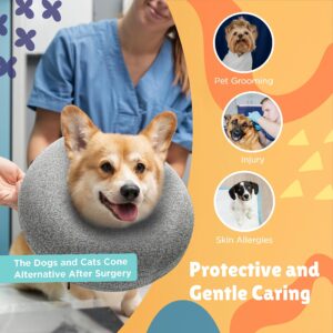 Big Ant Protective Inflatable Collar for Dogs and Cats, Soft Cone for Dogs After Surgery, Dog Neck Donut Collar, Dog Cone Collar Soft Pet Recovery Collar Does Not Block Vision E-Collar (Large, Gray)