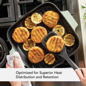 KitchenAid Enameled Cast Iron Square Grill and Roasting Pan, 11 Inch, Pistachio