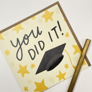 Old English Co. You Did It Graduation Card for Him or Her - Well Done Graduation Card for Son Daughter - Graduation Day Gift Card for Family | Blank Inside with Envelope