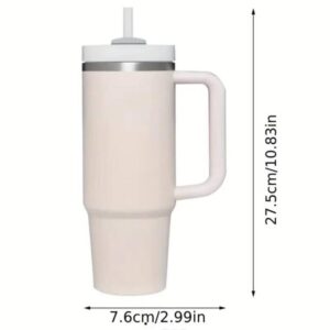 GOGOJOVE 40 OZ Tumbler with Handle and Straw,Double Wall Vacuum Reusable Stainless Steel Water Bottle for Home, Office or Car,Keep Hot/Cold for Hours (Rose Quartz)