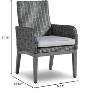 Signature Design by Ashley Elite Park Casual Outdoor Resin Wicker Arm Chair with Cushion, 2 Count, Gray