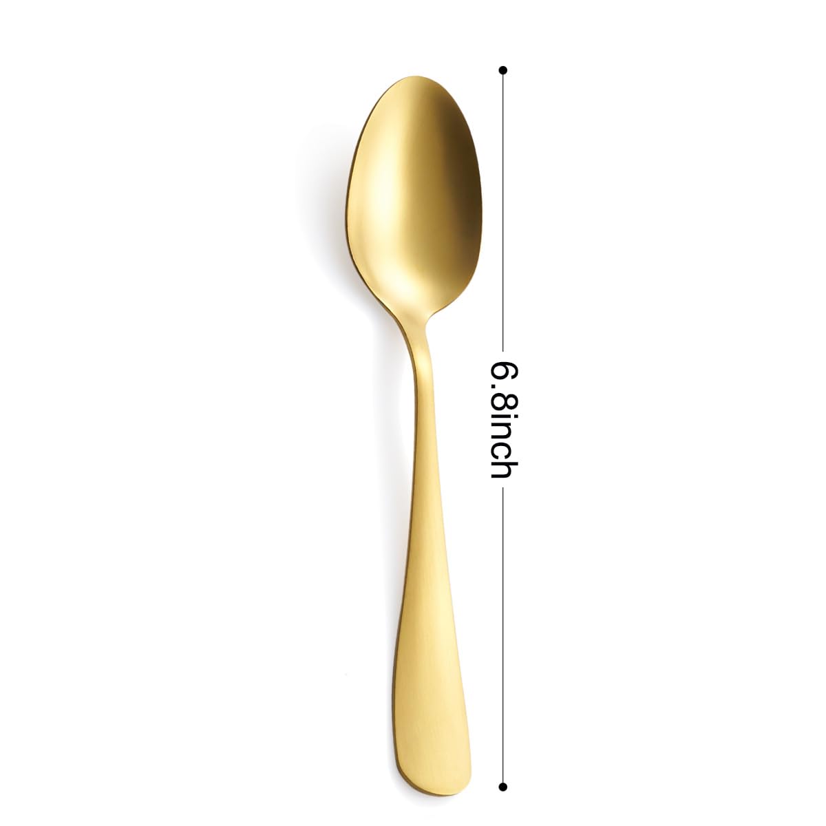 GoGeiLi Matte Gold Dessert Spoon Set, 6.8-inch Stainless Steel Satin Finish Gold Teaspoon, Coffee Espresso Spoon Set of 6, Dishwasher Safe