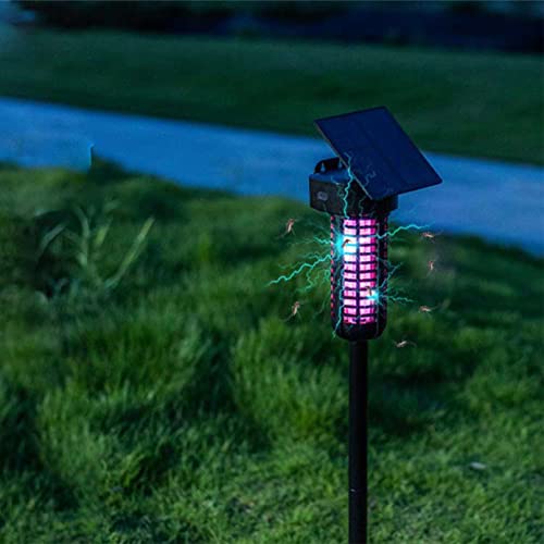 VOLTORB Solar Bug Zapper Outdoor Waterproof Bug Zapper Outdoor Solar Powered,UV Mosquito and Bug Zapper LED Light for Outside,with Adjustable Solar Panel & USB Charging