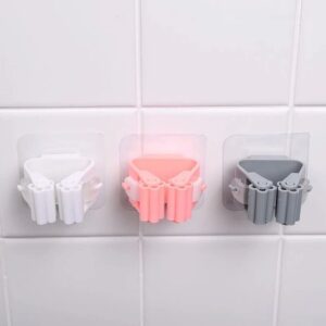 1pc Wall Mounted Mop Holder Home Mop Broom Storage Rack Organizer Storage Shelf Kitchen Tools Random Color