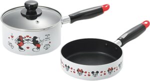 mickey & minnie mm-316 saucepan & frying pan, 6.3 inches (16 cm), white