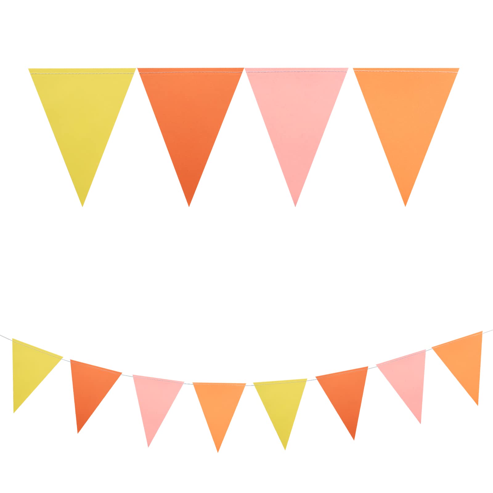 Mefuny 30 Feet Orange Yellow Pennant Banner, Paper Triangle Flags Bunting for Fall Decor Orange Wedding Bridal Shower Birthday Baby Shower Engagement Sun Party Supplies