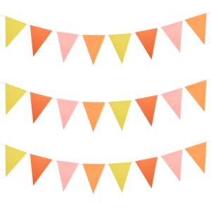 Mefuny 30 Feet Orange Yellow Pennant Banner, Paper Triangle Flags Bunting for Fall Decor Orange Wedding Bridal Shower Birthday Baby Shower Engagement Sun Party Supplies