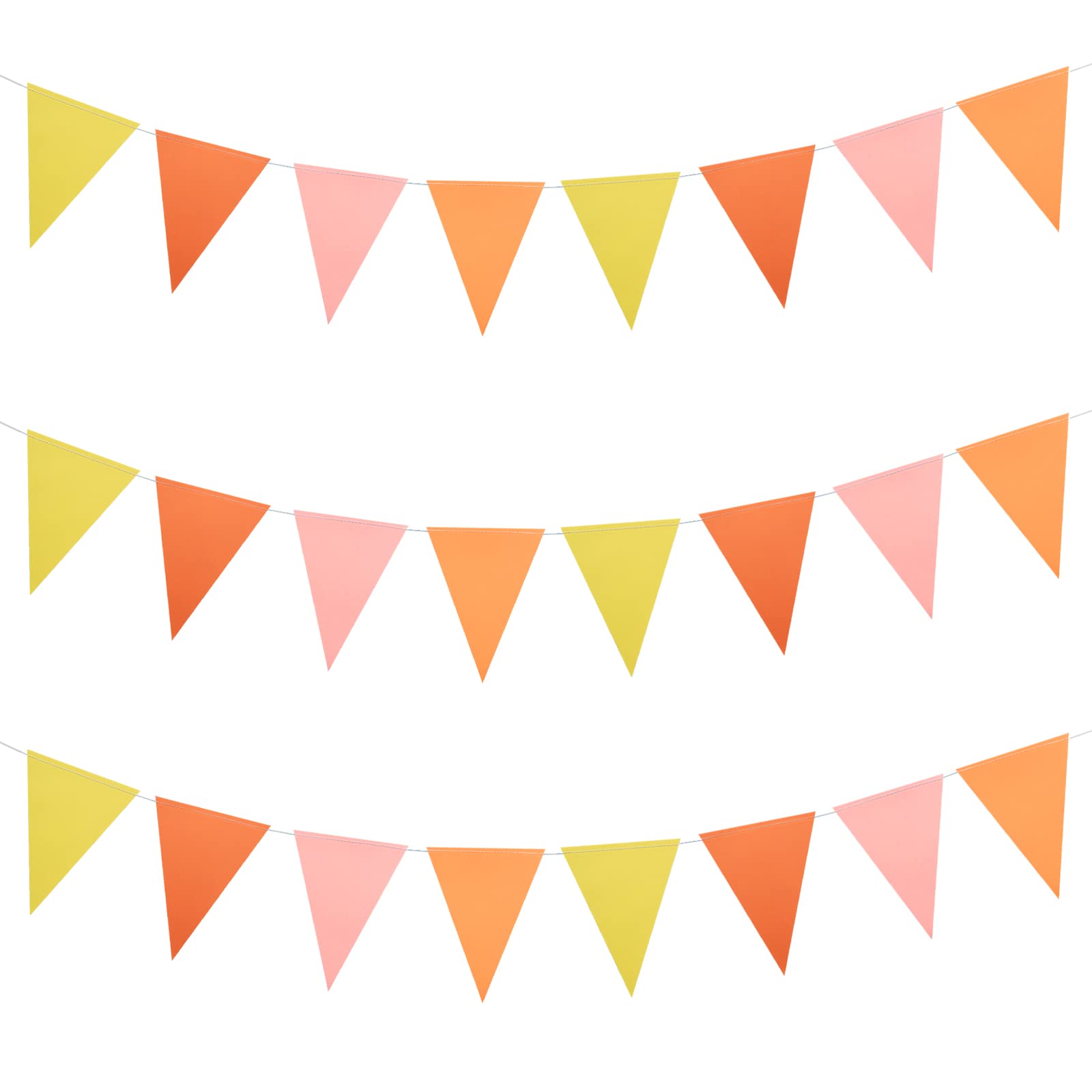 Mefuny 30 Feet Orange Yellow Pennant Banner, Paper Triangle Flags Bunting for Fall Decor Orange Wedding Bridal Shower Birthday Baby Shower Engagement Sun Party Supplies