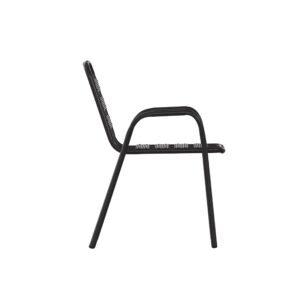 EMMA + OLIVER Jens Stacking Metal Dining Chair - Indoor/Outdoor Dining Chair with Triple Slat Back and Armrests - Dry Assist Slats - Black