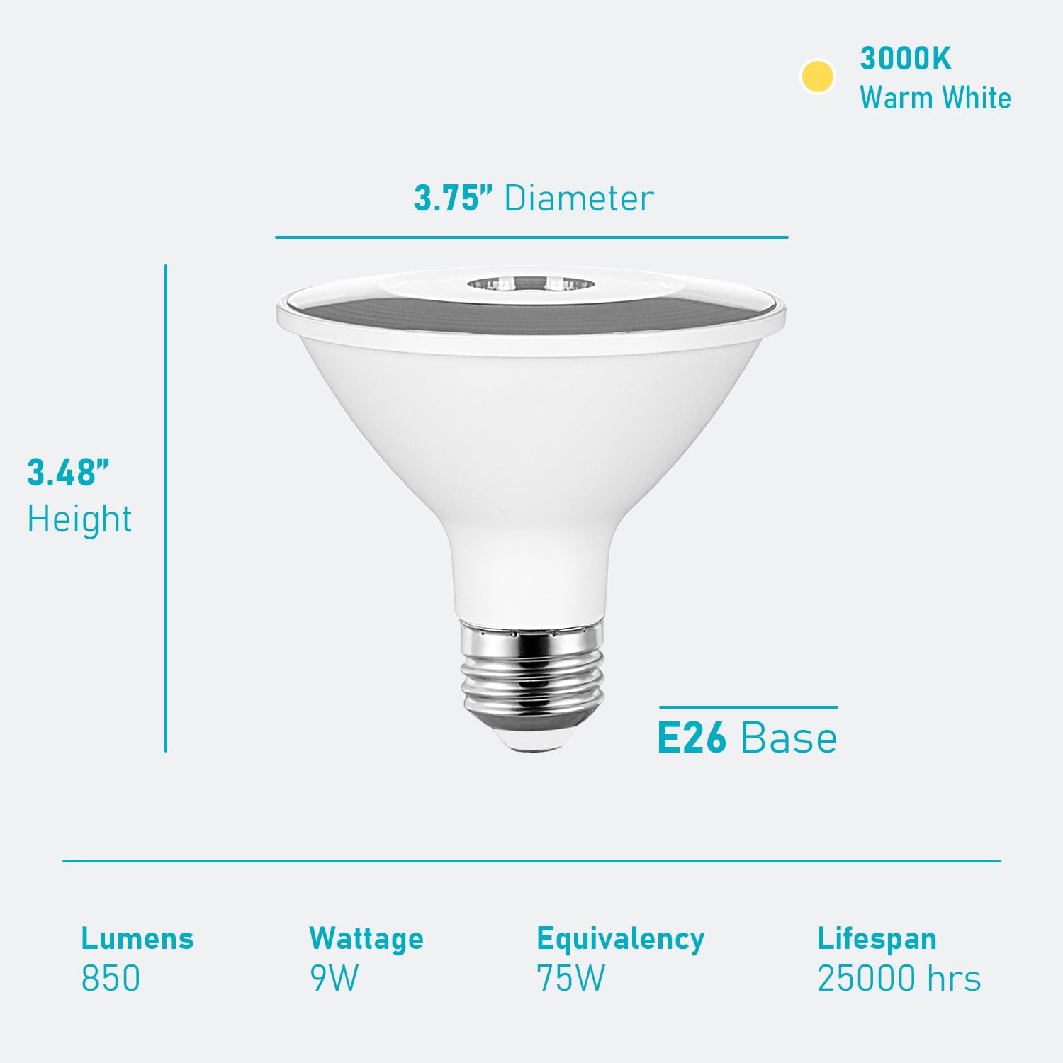 Maelsrlg Dimmable PAR30 Short Neck Flood Light LED Bulb - 9W (75W Equivalent) 3000K Warm White, Indoor and Outdoor LED Spotlight Bulbs, E26 Medium Base, 850 Lumens, 4 Pack