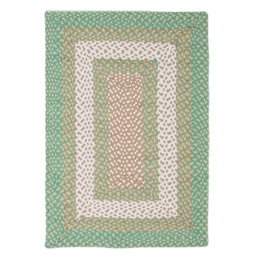 Super Area Rugs 2X3ft Farmhouse Braided Rug - Natural Cotton Braided Rug for Bathroom, Kitchen, Doorway - Primitive Country Braided Rug - Green/Cream/Ivory