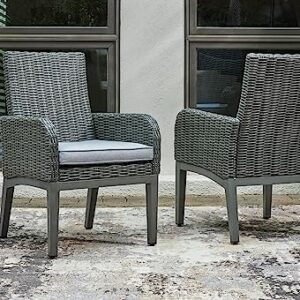 Signature Design by Ashley Elite Park Casual Outdoor Resin Wicker Arm Chair with Cushion, 2 Count, Gray