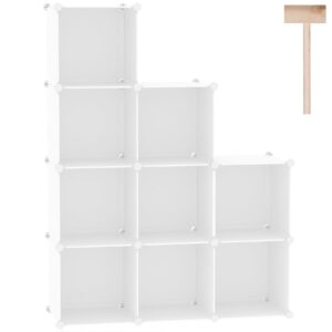 c&ahome cube storage, 9-cube bookshelf, plastic closet cabinet organizer, diy stackable bookcase, modular shelving units ideal for home, office, kids room, 36.6" l x 12.4" w x 48.4" h milky upcs09m